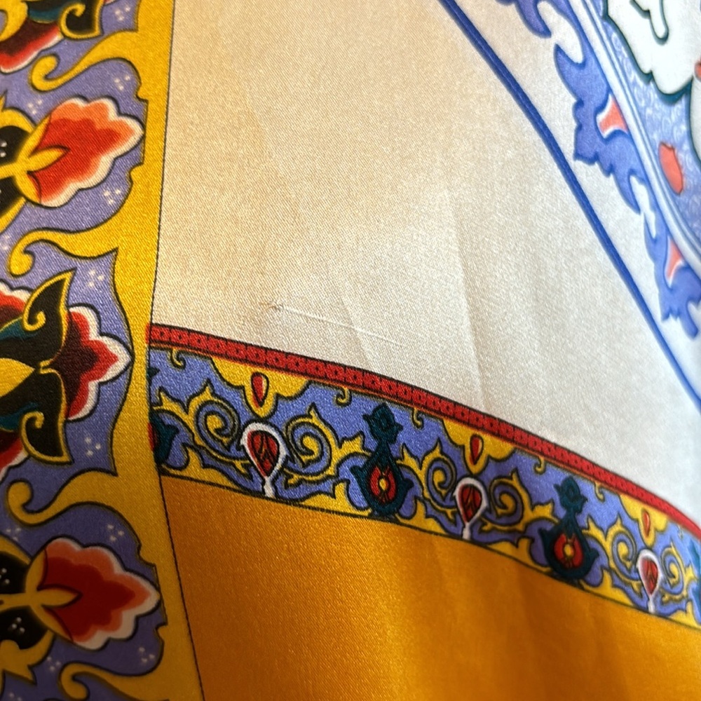 Massardi Gold Label vintage silk Imari blues/golds blouse/tunic size XL - Picture 5 of 12
